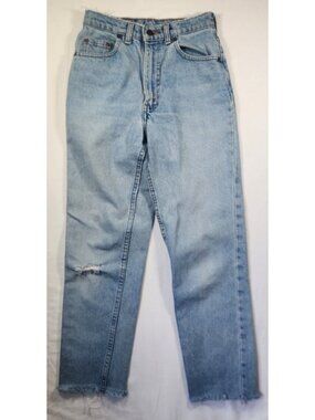 1990 Levi's 531 Vintage High Waisted‎ Light Wash Raw Hem Tapered Leg Jeans